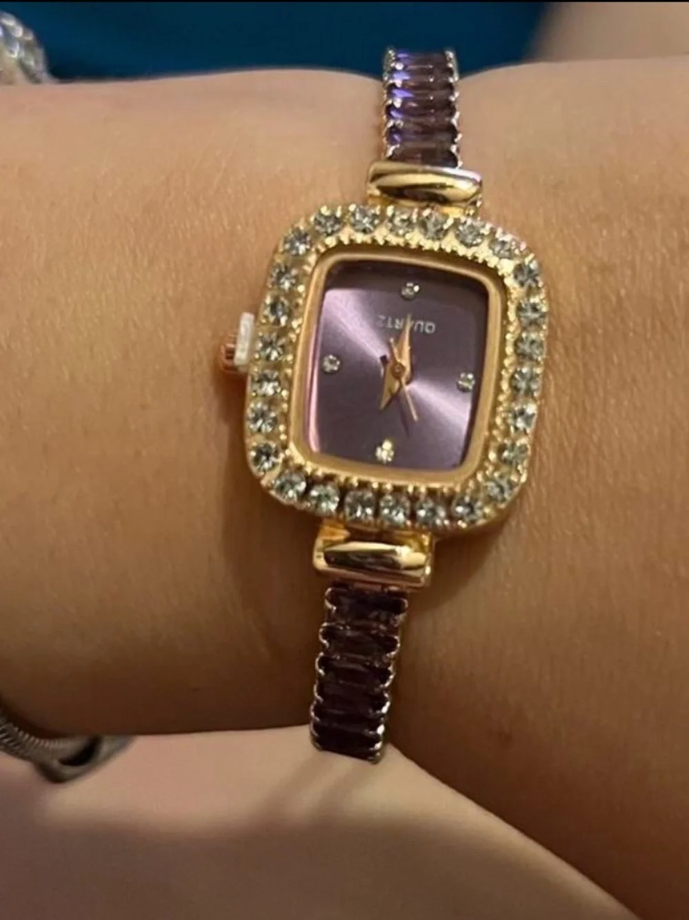 Crystal Gold-Tone Women’s Bracelet Watch with Crystal Bezel